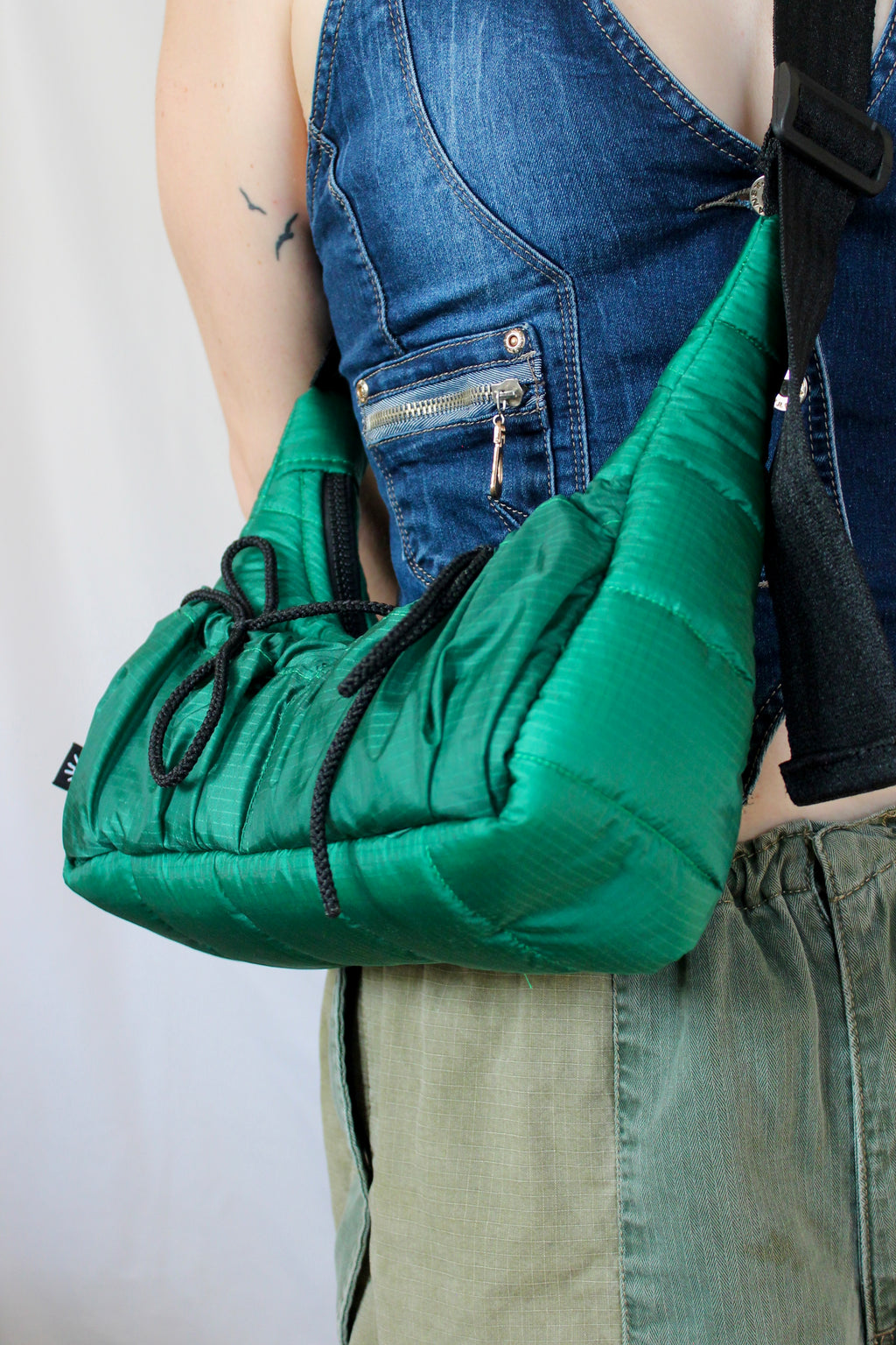 Double bow bag - Pine green