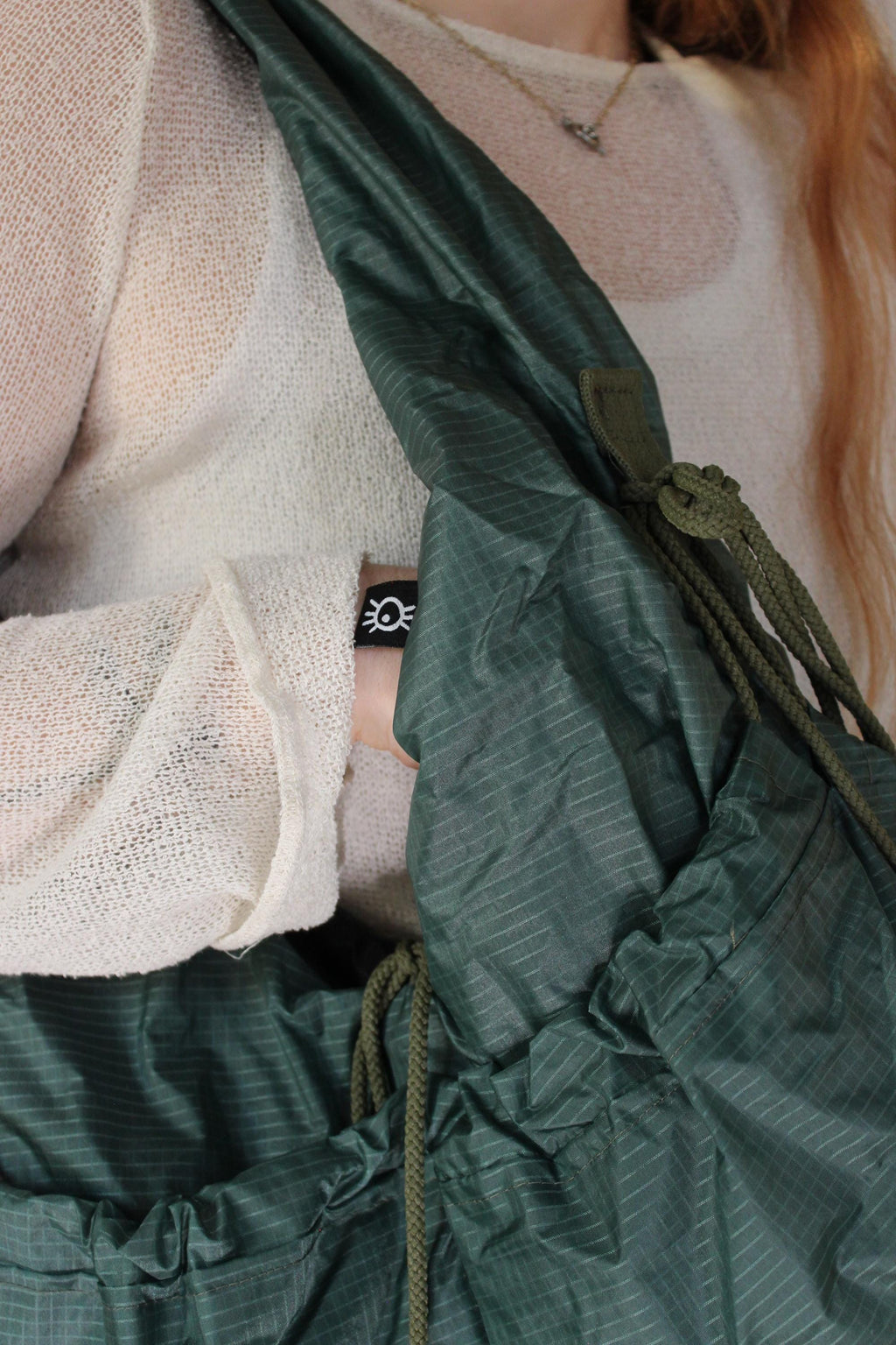 Sustainable hot air balloon offcuts reversible tie shoulder / crossbody bag