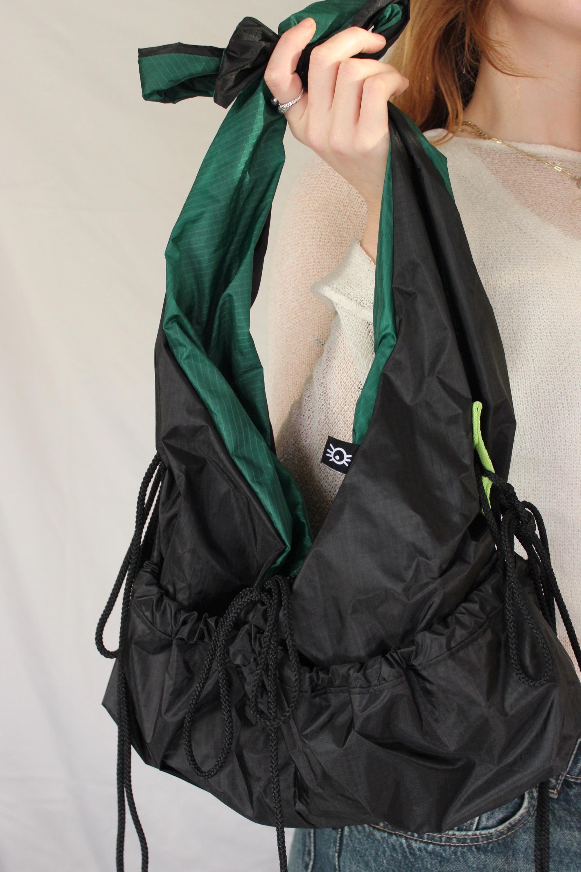 Sustainable hot air balloon offcuts reversible tie shoulder / crossbody bag