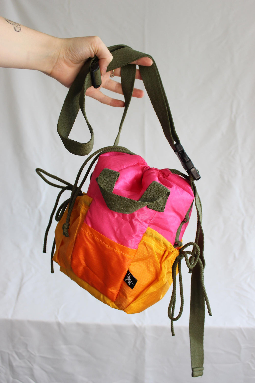 Sustainable hot air balloon offcuts shoulder bucket bag