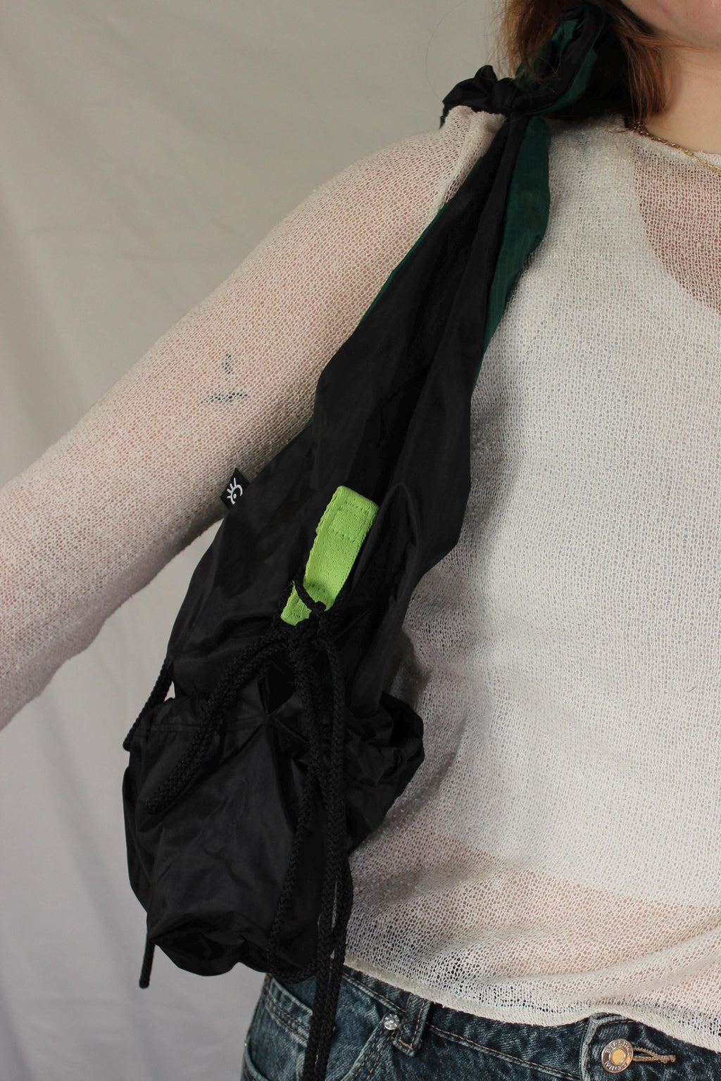 Sustainable hot air balloon offcuts reversible tie shoulder / crossbody bag