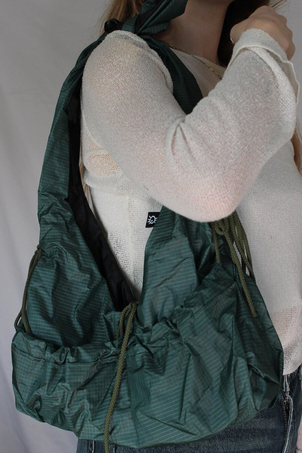 Sustainable hot air balloon offcuts reversible tie shoulder / crossbody bag