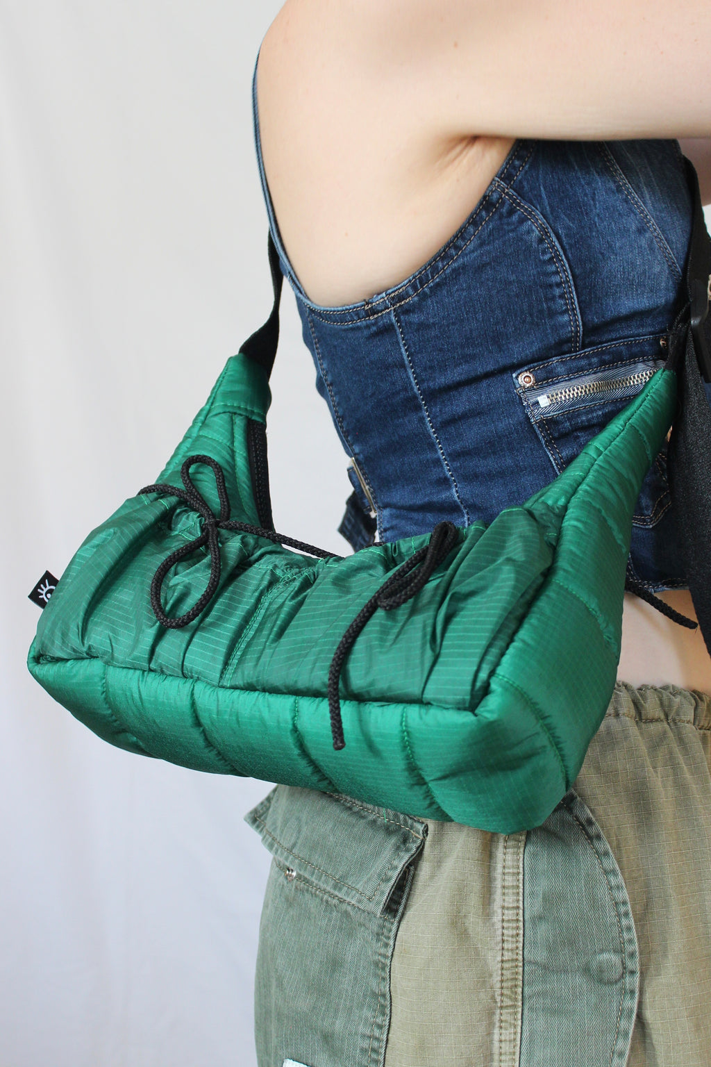Double bow bag - Pine green