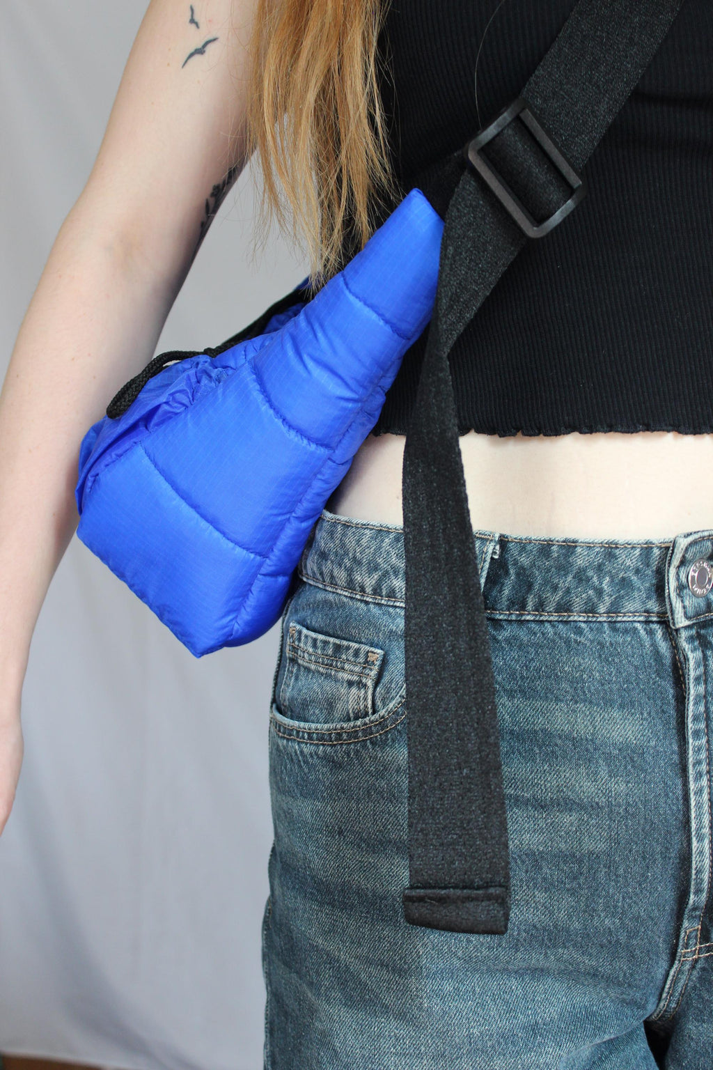 Sustainable hot air balloon offcuts bow shoulder bag