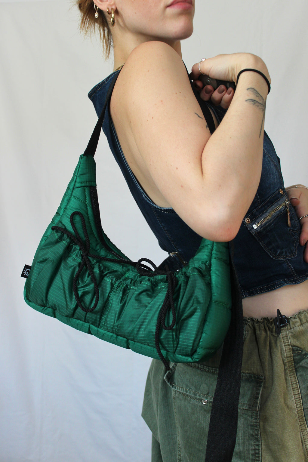 Double bow bag - Pine green