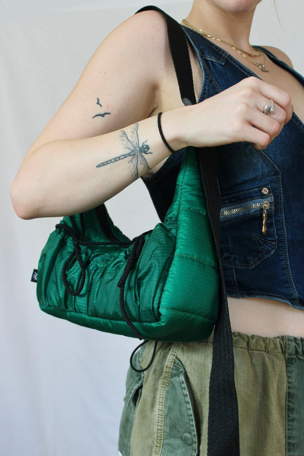 Double bow bag - Pine green
