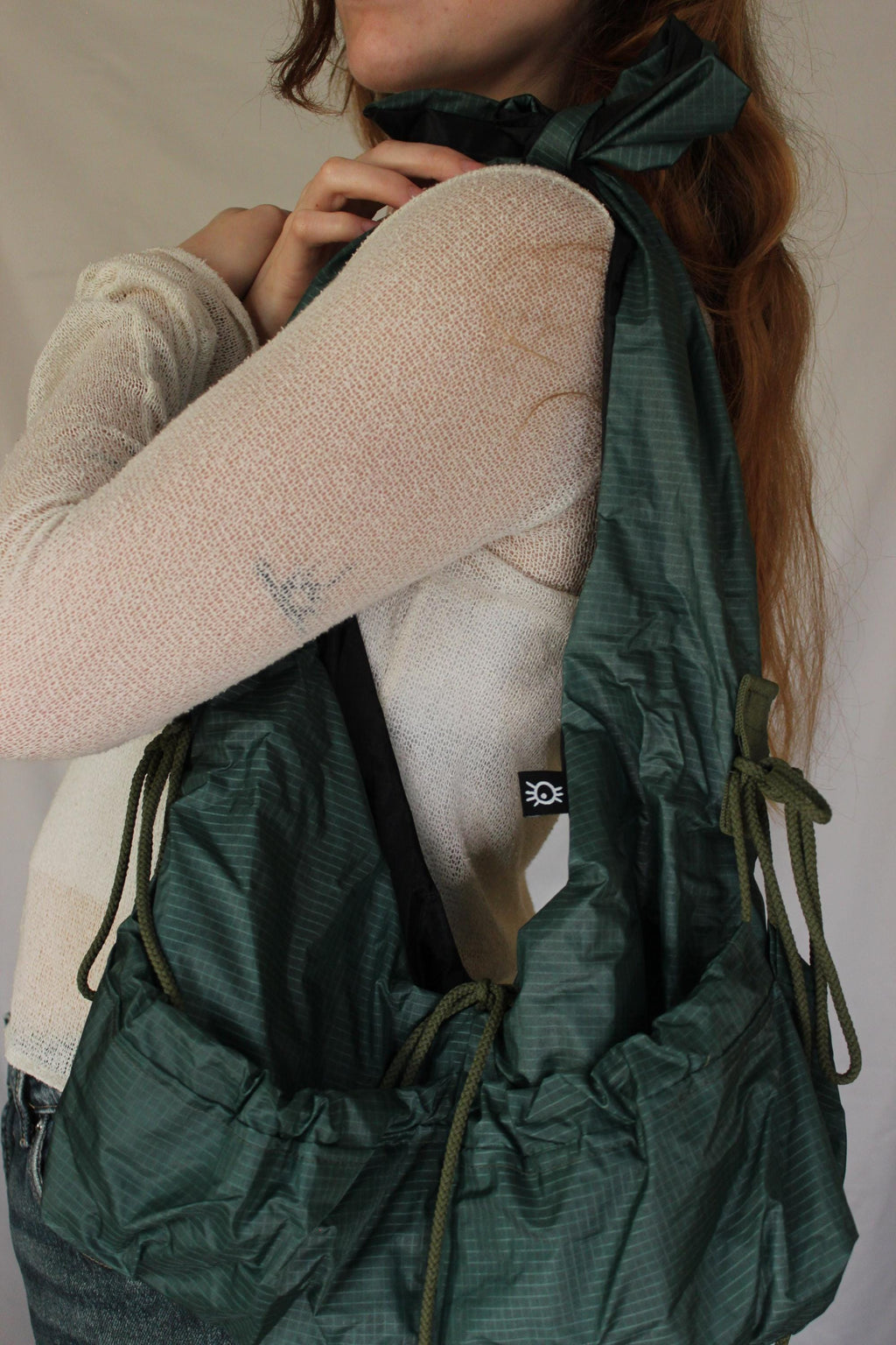 Sustainable hot air balloon offcuts reversible tie shoulder / crossbody bag