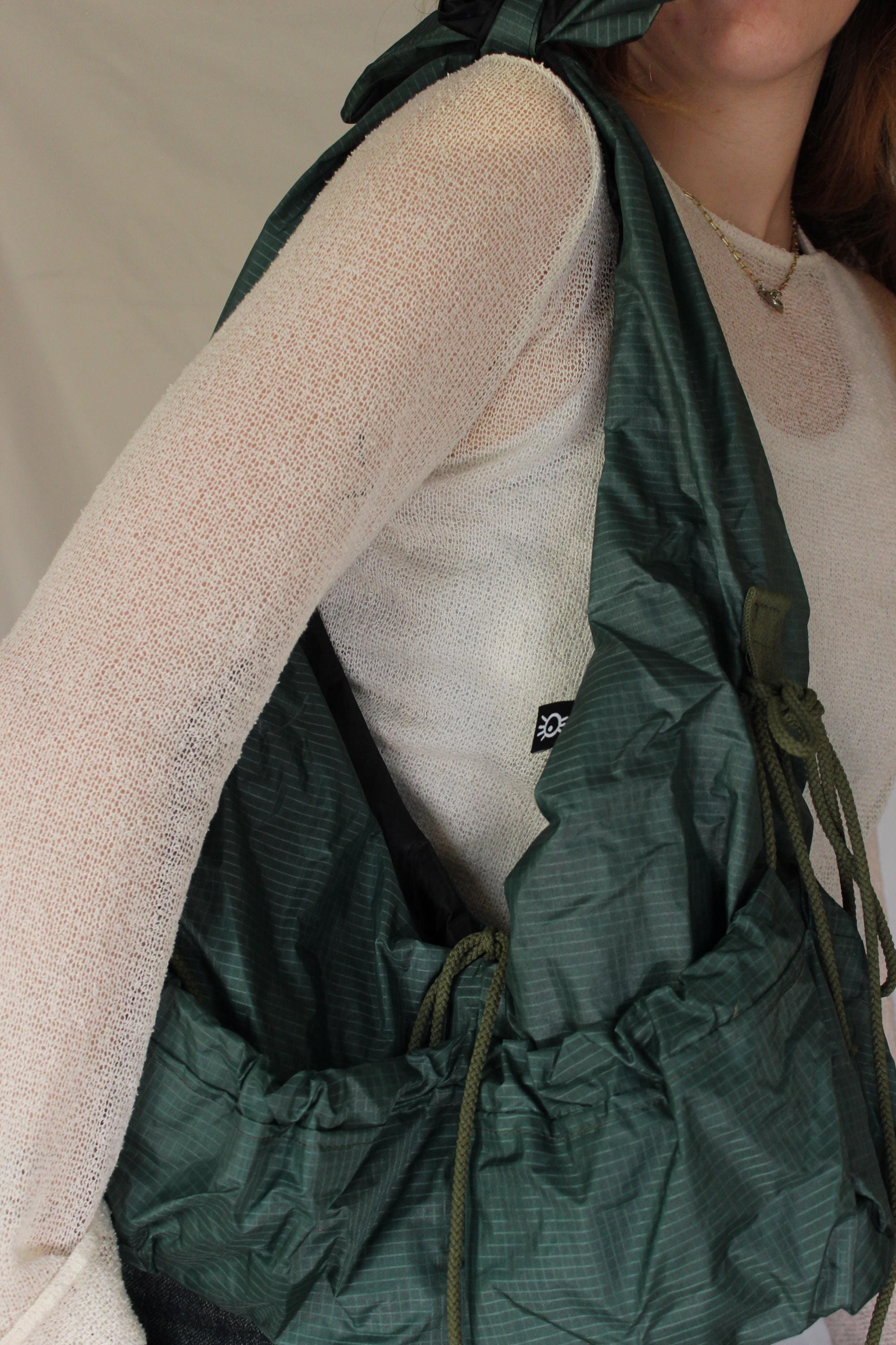 Sustainable hot air balloon offcuts reversible tie shoulder / crossbody bag