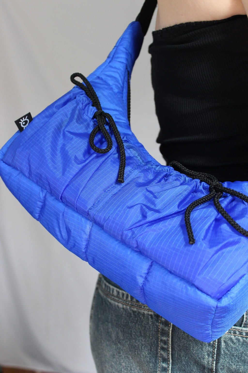 Sustainable hot air balloon offcuts bow shoulder bag