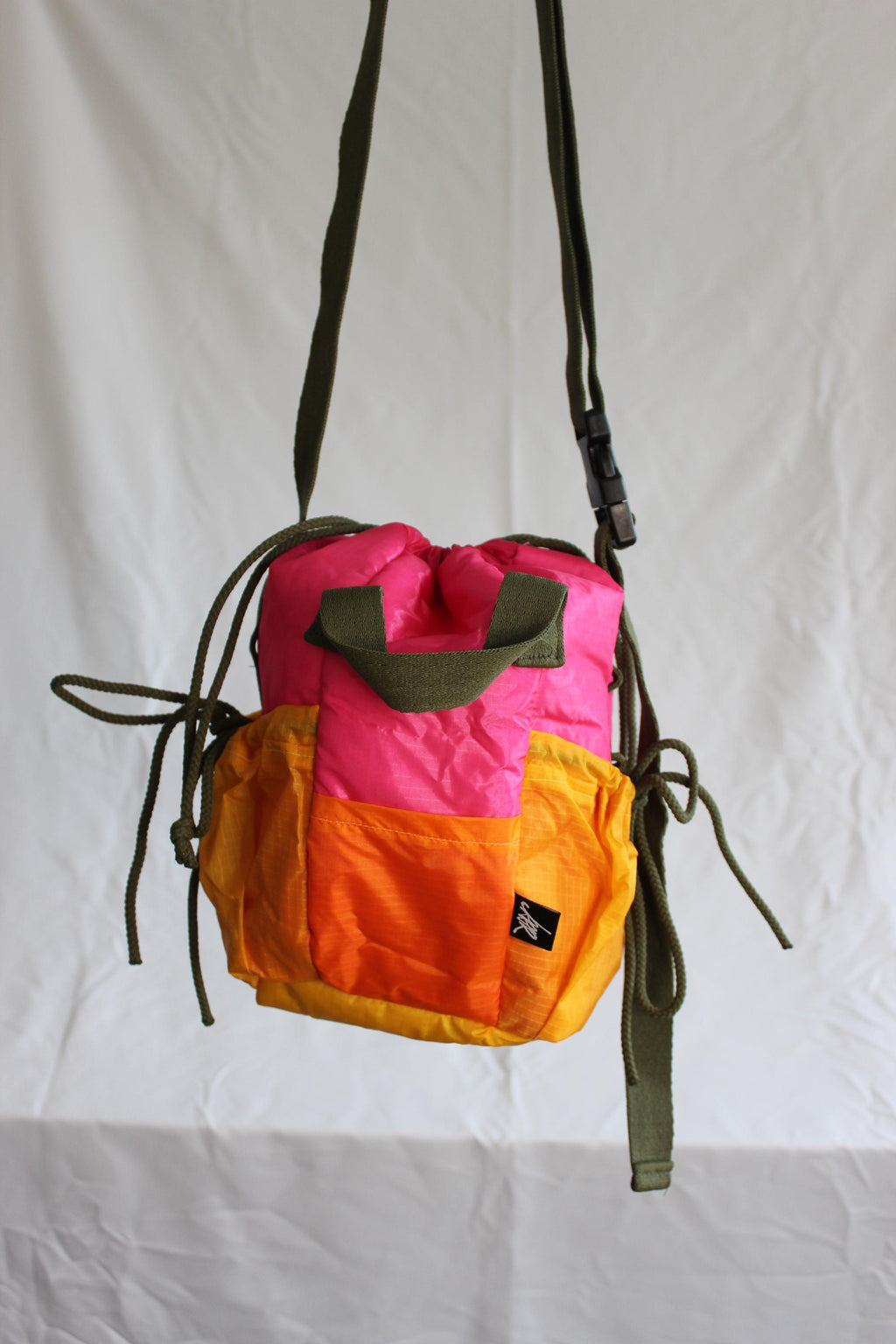 Sustainable hot air balloon offcuts shoulder bucket bag