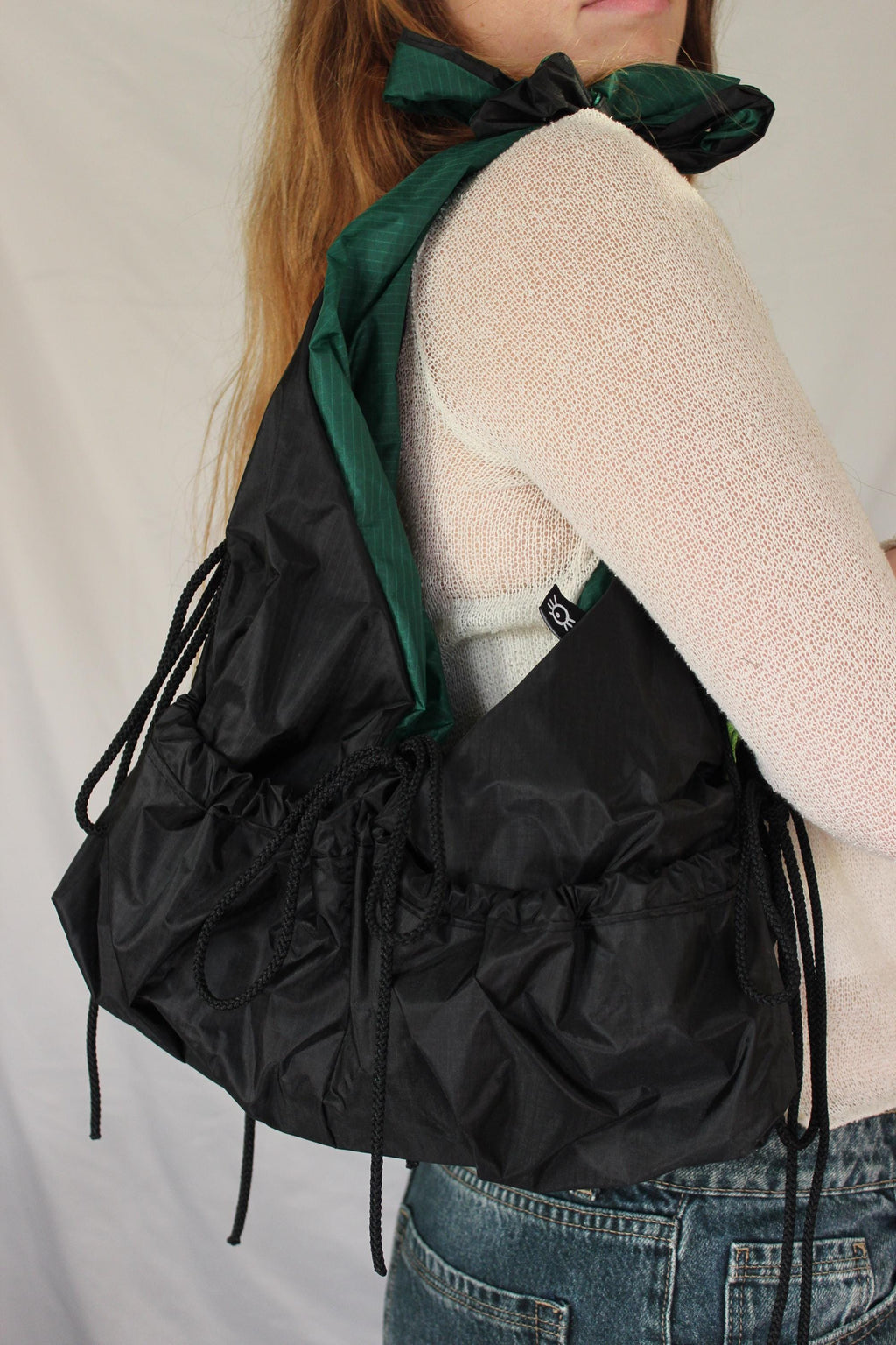 Sustainable hot air balloon offcuts reversible tie shoulder / crossbody bag