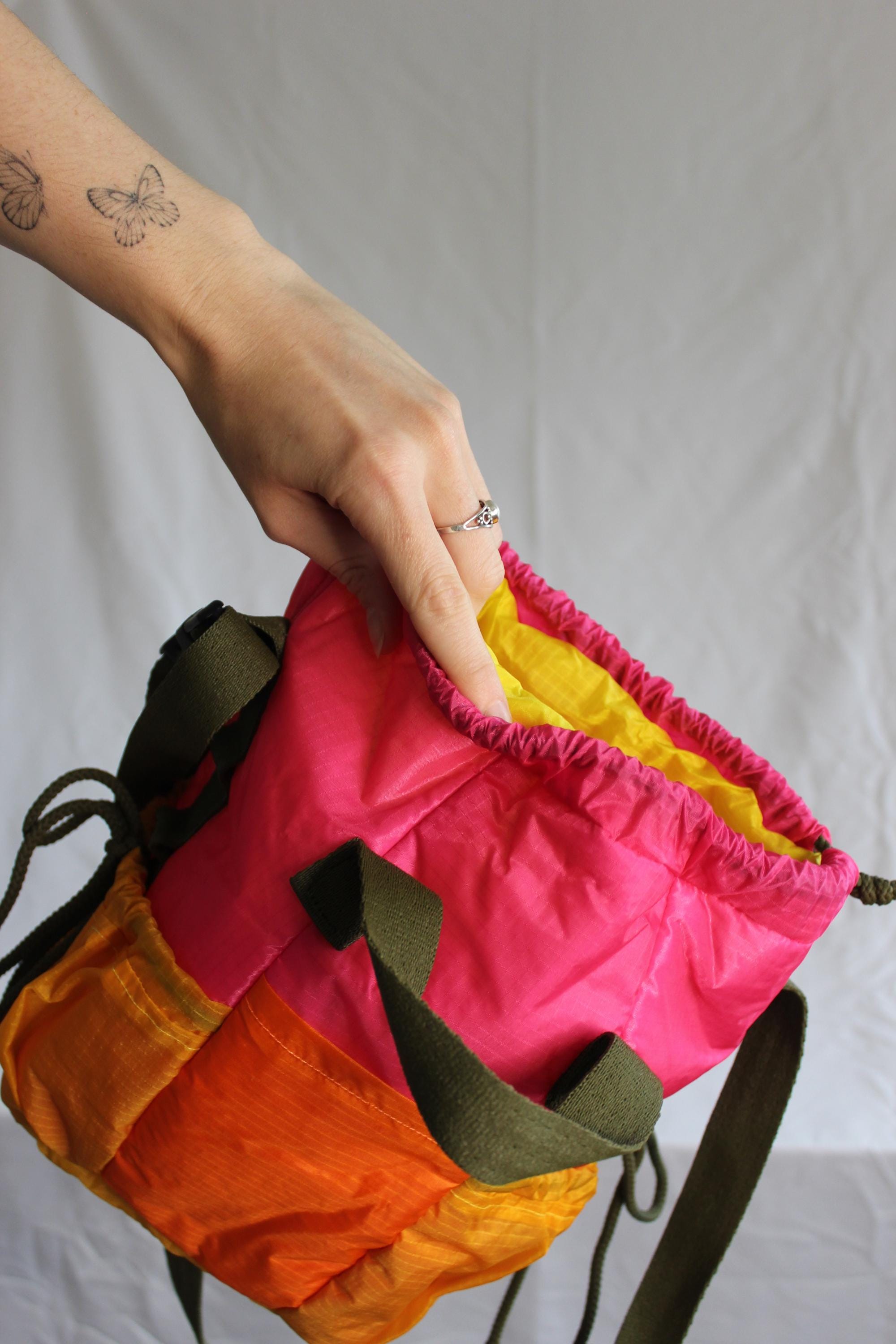 Sustainable hot air balloon offcuts shoulder bucket bag