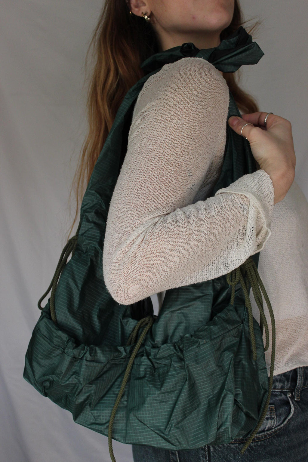 Sustainable hot air balloon offcuts reversible tie shoulder / crossbody bag