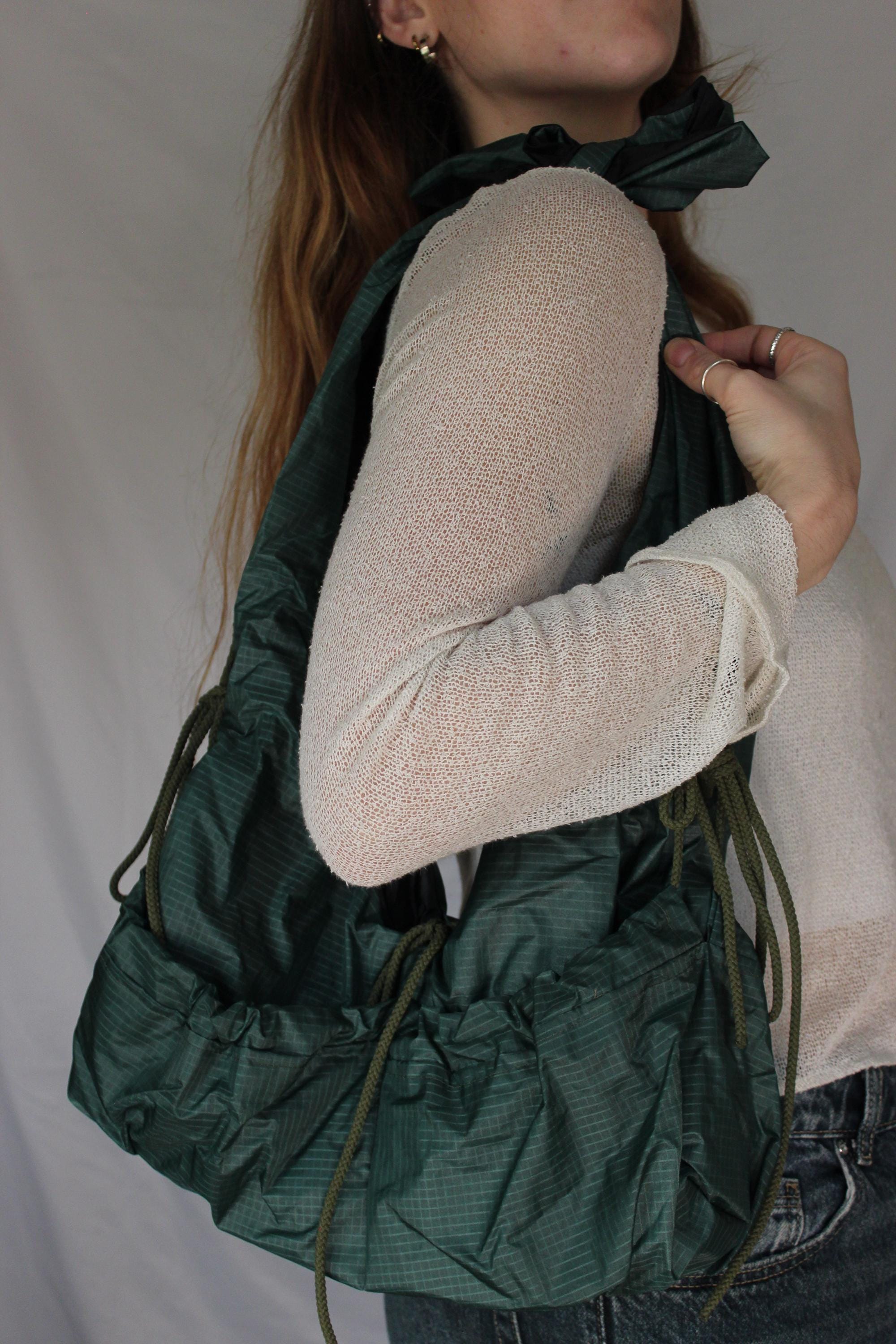 Sustainable hot air balloon offcuts reversible tie shoulder / crossbody bag